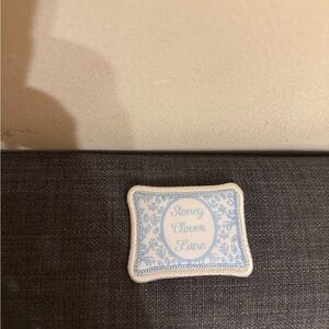 Stoney Clover Lane Blue and White Pillow Vintage Patch